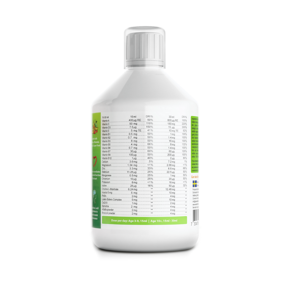 Swedish Nutra Super Kids Multivitamin Liquid Supplement 500ml