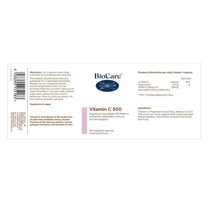 Biocare Vitamin C 500 180 Capsules