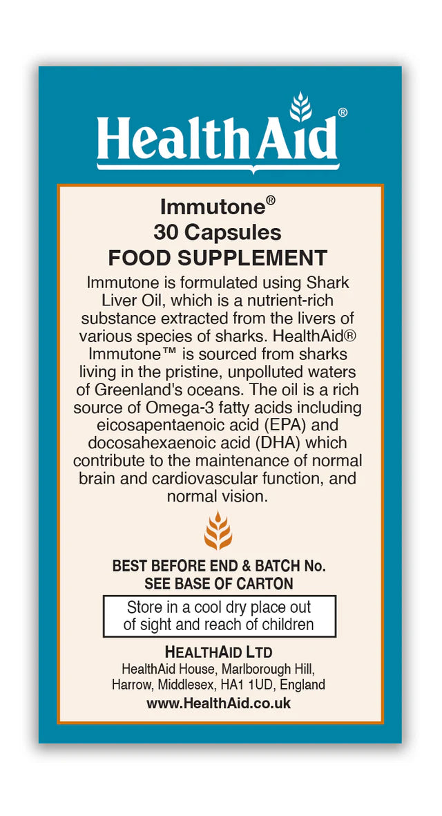 HealthAid Immutone Shark Liver Oil 1000mg 30 Capsules