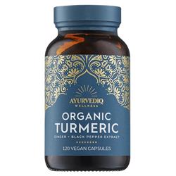 Ayurvediq Wellness Organic Turmeric Ginger & Black Pepper Extract 120 Capsules