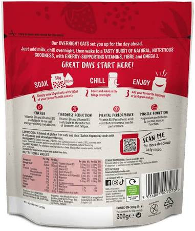 Linwood's Energy Overnight Oats - Strawberry 300g
