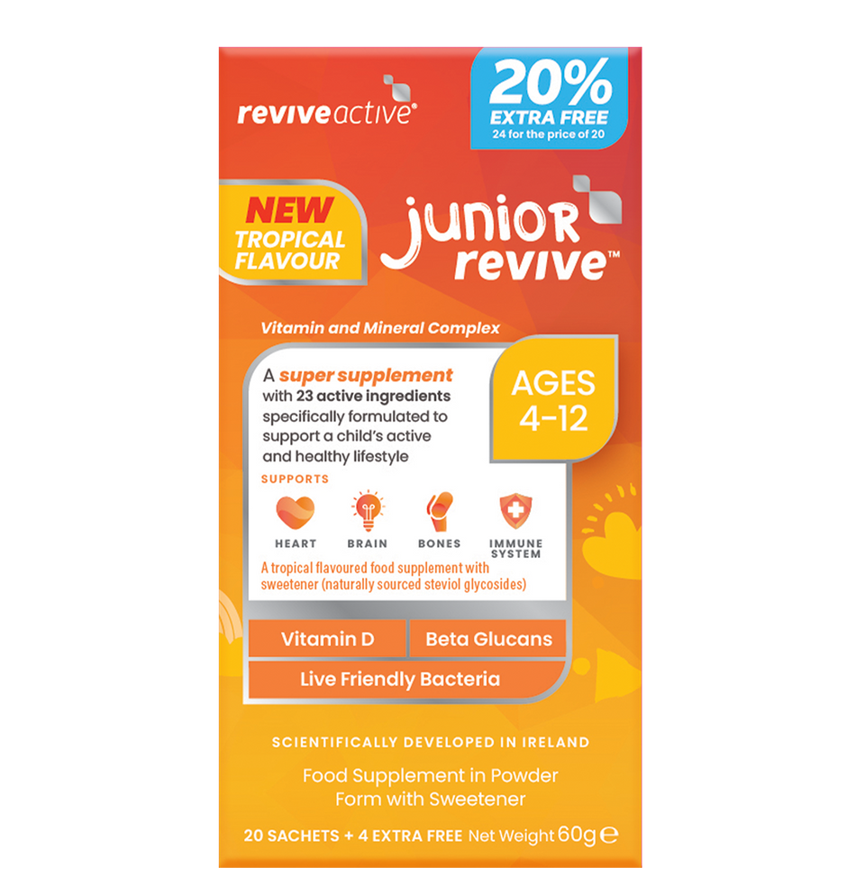 Junior Revive Tropical Flavour 20 Sachets plus 20% Extra Free