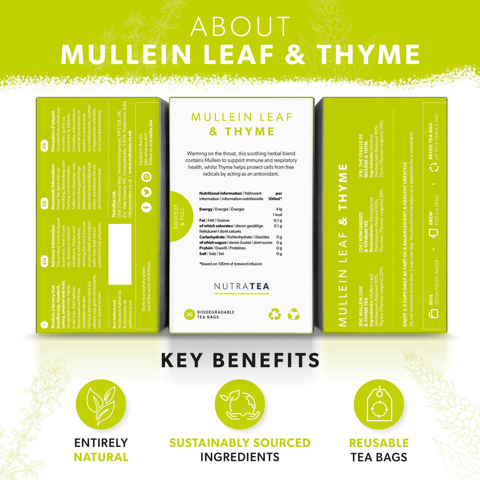 Nutratea Mullein Leaf and Thyme tea - 20 teabags