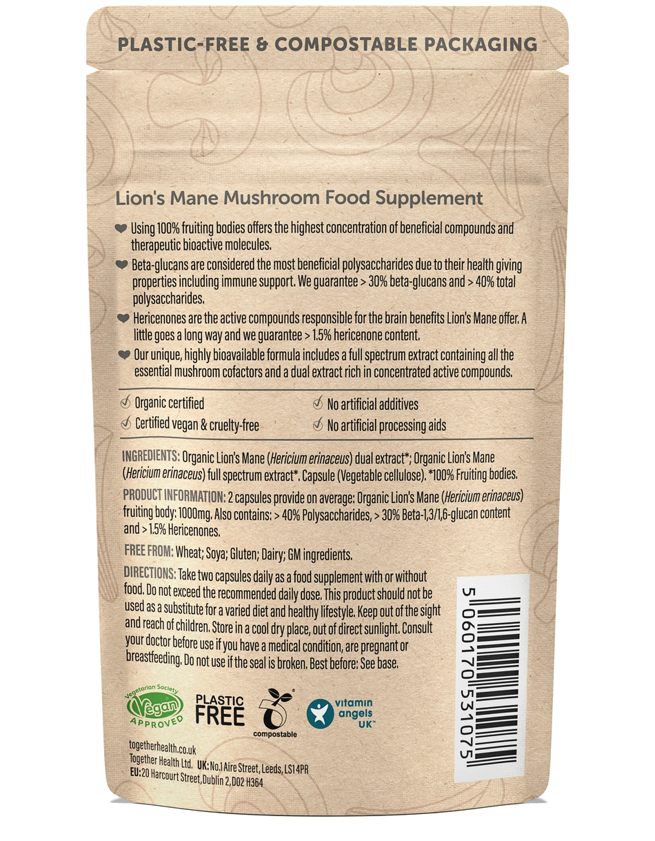 Together Health Organic Lion's Mane 1000mg extract 60 Capsules