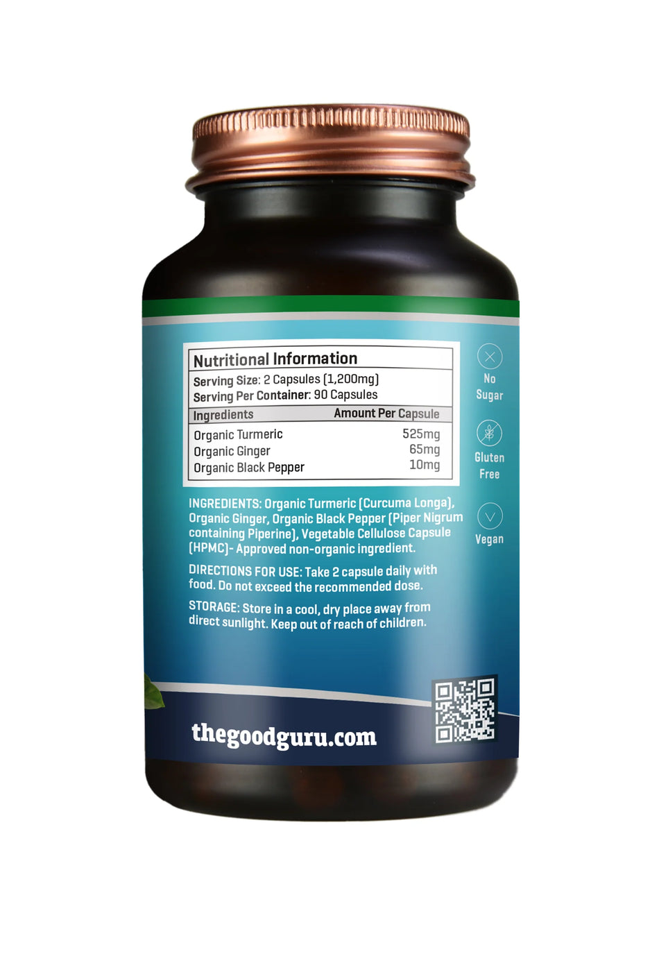 theGoodGuru - Organic Turmeric + Ginger & Black Pepper 90 Capsules