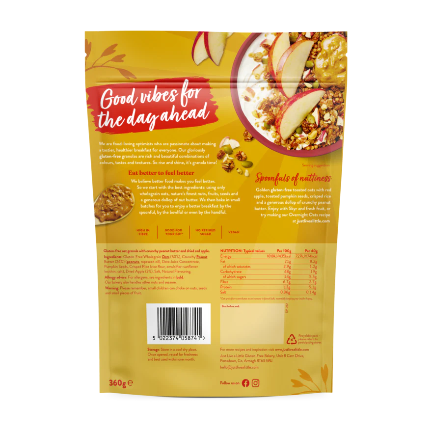 Just Live A Little Peanut Butter & Red Apple Granola 360g
