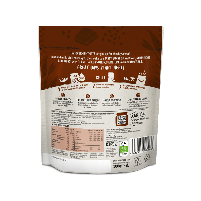 Linwoods Protein Overnight Oats Chocolate Flavour 300g
