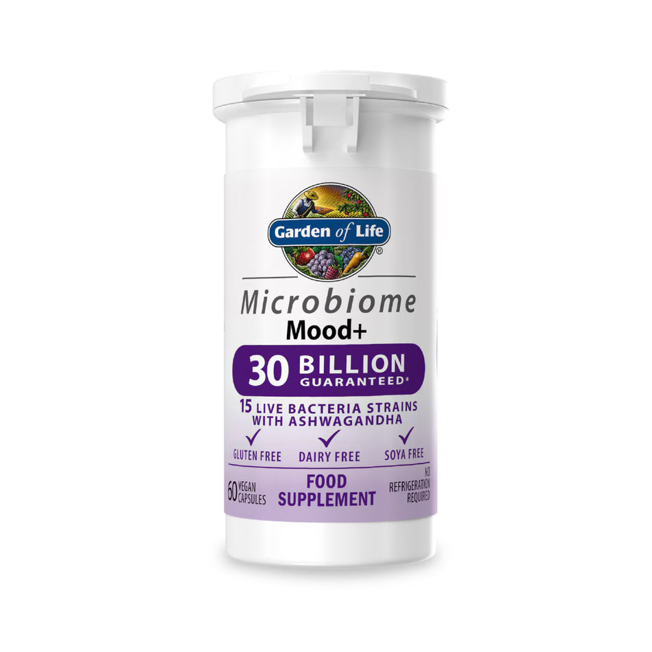 Garden Of Life Microbiome Probiotics Mood+ 60 Capsules - 15 Strains, 30 Billion CFU and with Ashwagandha