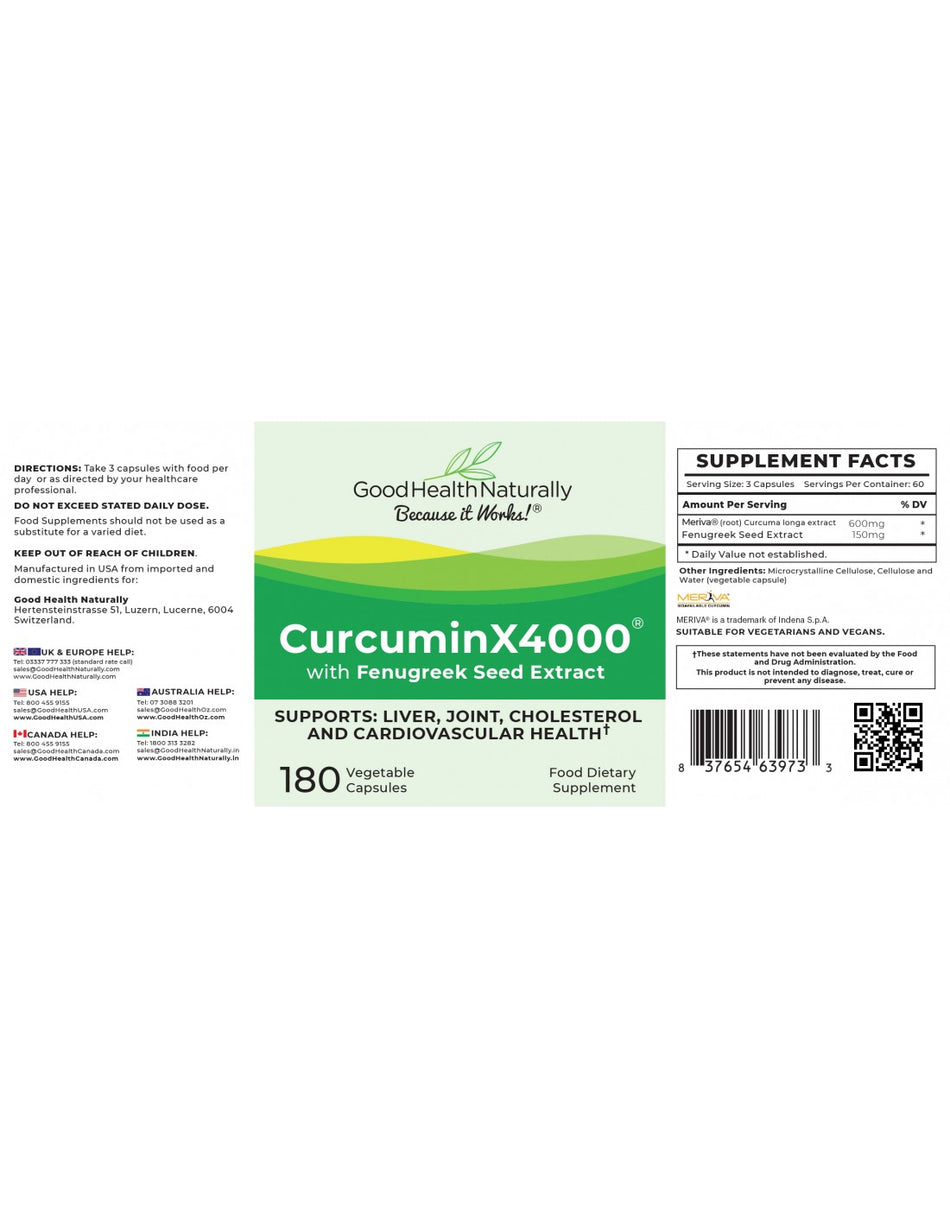 CurcuminX4000™ with Fenugreek Capsules 180 capsules - MicroBio Health